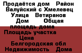 Продаётся дом › Район ­ Валуйский с.Хмелевец › Улица ­ Ветиранов › Дом ­ 6 › Общая площадь дома ­ 70 › Площадь участка ­ 33 000 › Цена ­ 1 200 000 - Белгородская обл. Недвижимость » Дома, коттеджи, дачи продажа   